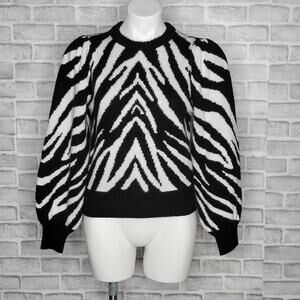 Wrangler Retro Puff Sleeve Zebra Print Sweater, size Small